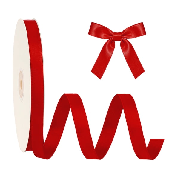 LaRibbons 5/8" Red Single Face Satin Ribbon, 100 Yard