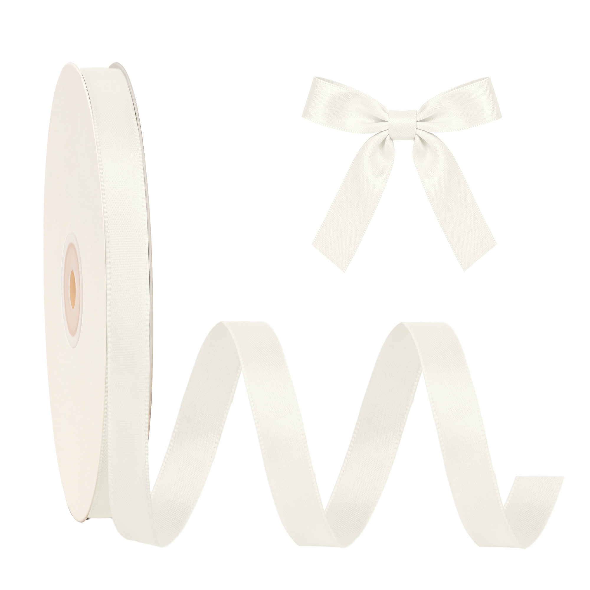 LaRibbons 5/8" White Single Face Satin Ribbon, 100 Yard