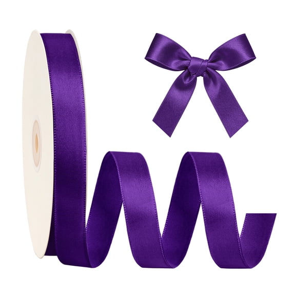 LaRibbons 7/8" Double Face Satin Ribbon, Plum, 100 Yards