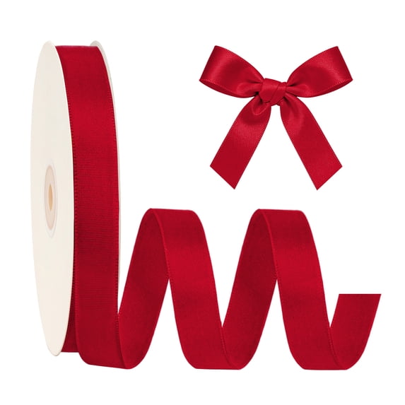 LaRibbons 7/8" Double Face Satin Ribbon, Scarlet, 100 Yards