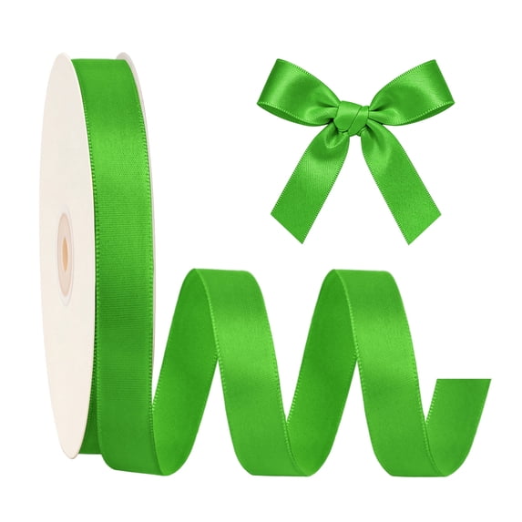 LaRibbons 7/8" Single Face Satin Ribbon, Emerald, 100 Yard