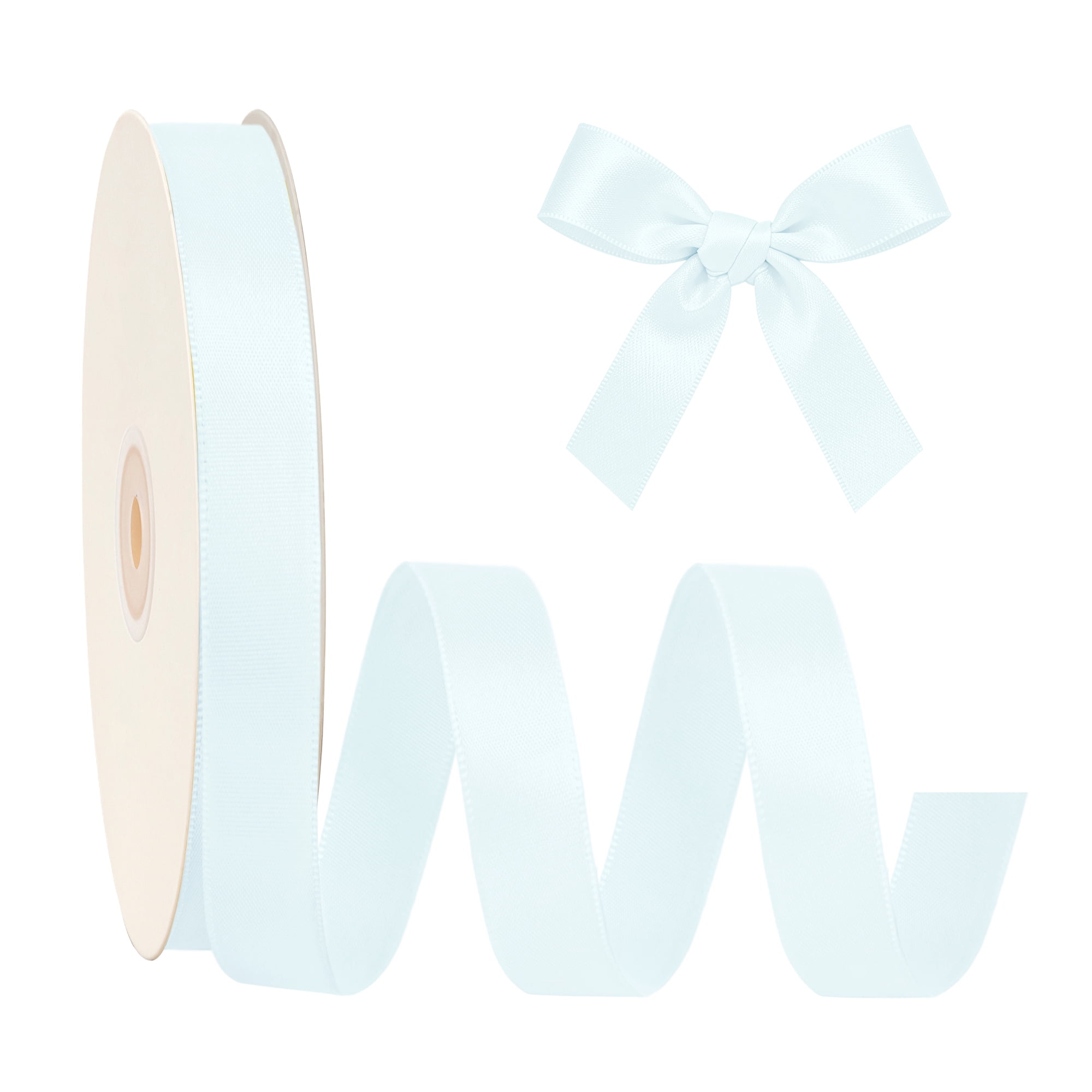 LaRibbons 7/8" Single Face Satin Ribbon, Light Blue, 100 Yard