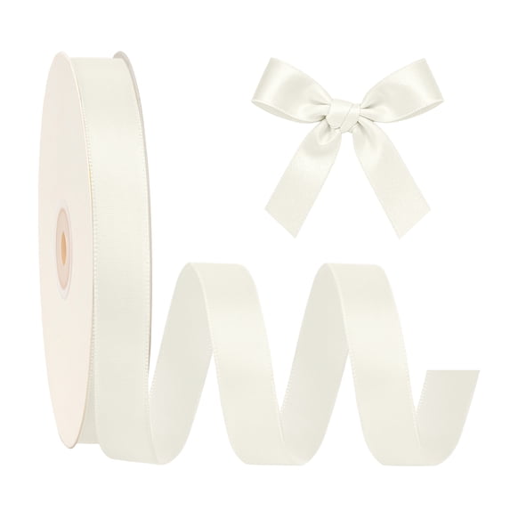 LaRibbons 7/8" White Single Face Satin Ribbon, 100 Yard
