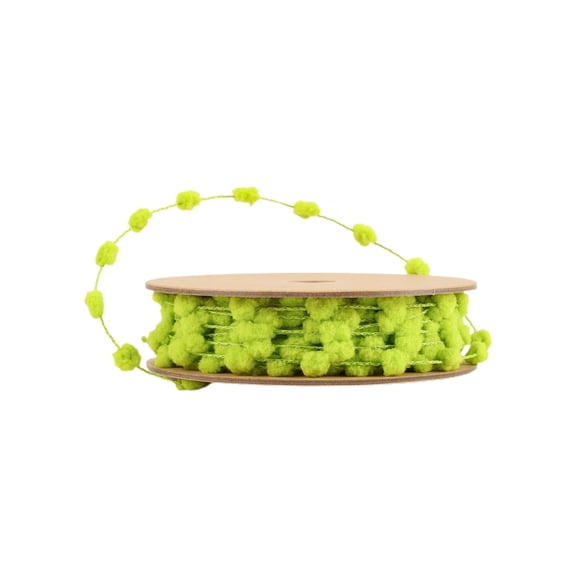 LaRibbons 25 Yard Pom Pom Trim Ribbon, Lime