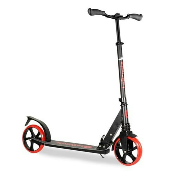 LaScoota Kick Scooter for Adults & Teens - for Youth 12 Years and Up and Men & Women - Lightweight Foldable Adult Scooter with Large Sturdy Wheels 220lbs (Teen, Red)