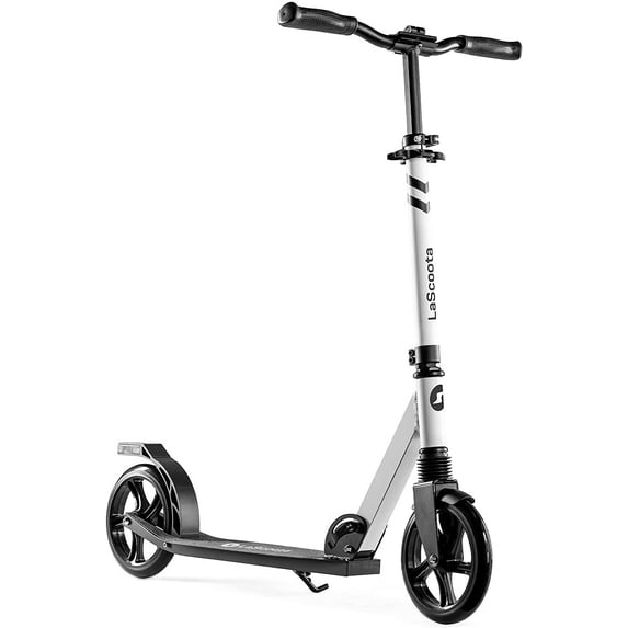 LaScoota Professional Foldable Kick Scooter for Adults & Teens Ages 6+, Black & White