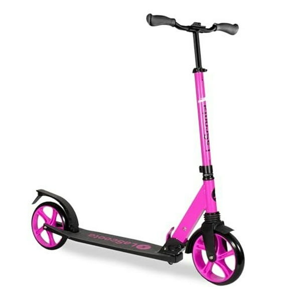 LaScoota Kick Scooter for Adults & Teens. Perfect for Ages 8-14. Lightweight Foldable Adult Scooter with Large Sturdy Wheels 220lbs (Teen, Purple)