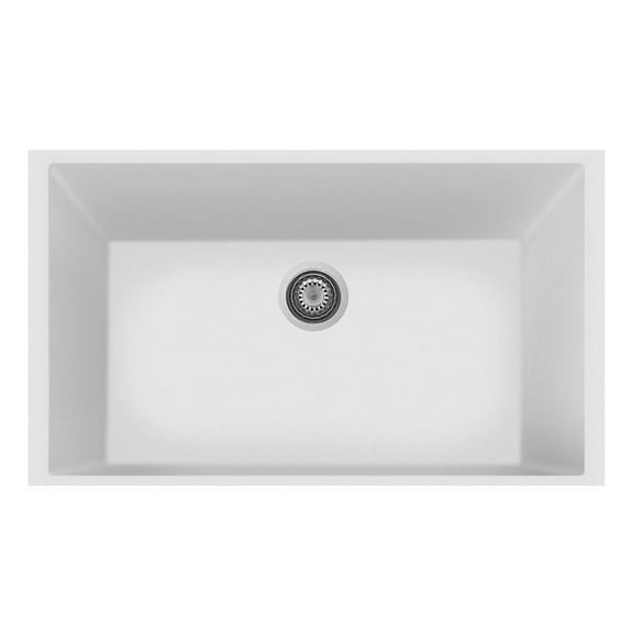 LaToscana ON8410ST-58UG 33 in. ONE Series Undermount Quartz Single Bowl Kitchen Sink in Milk White