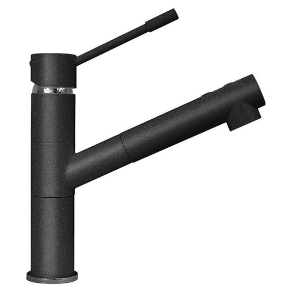 LaToscana 7844568 Elba Single Handle Pull Out Kitchen Sprayer Faucet in Black Metallic