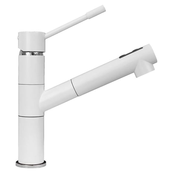 LaToscana Elba Single Handle Pull Out Kitchen Sprayer Faucet in Milk White