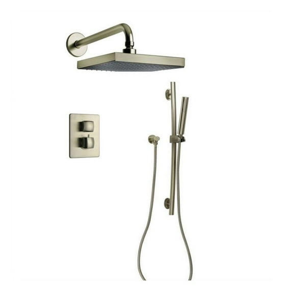 LaToscana LA-OPTION2PW Lady Thermostatic Shower System with Two Way Diverter and Slide Bar Kit In Brushed Nickel