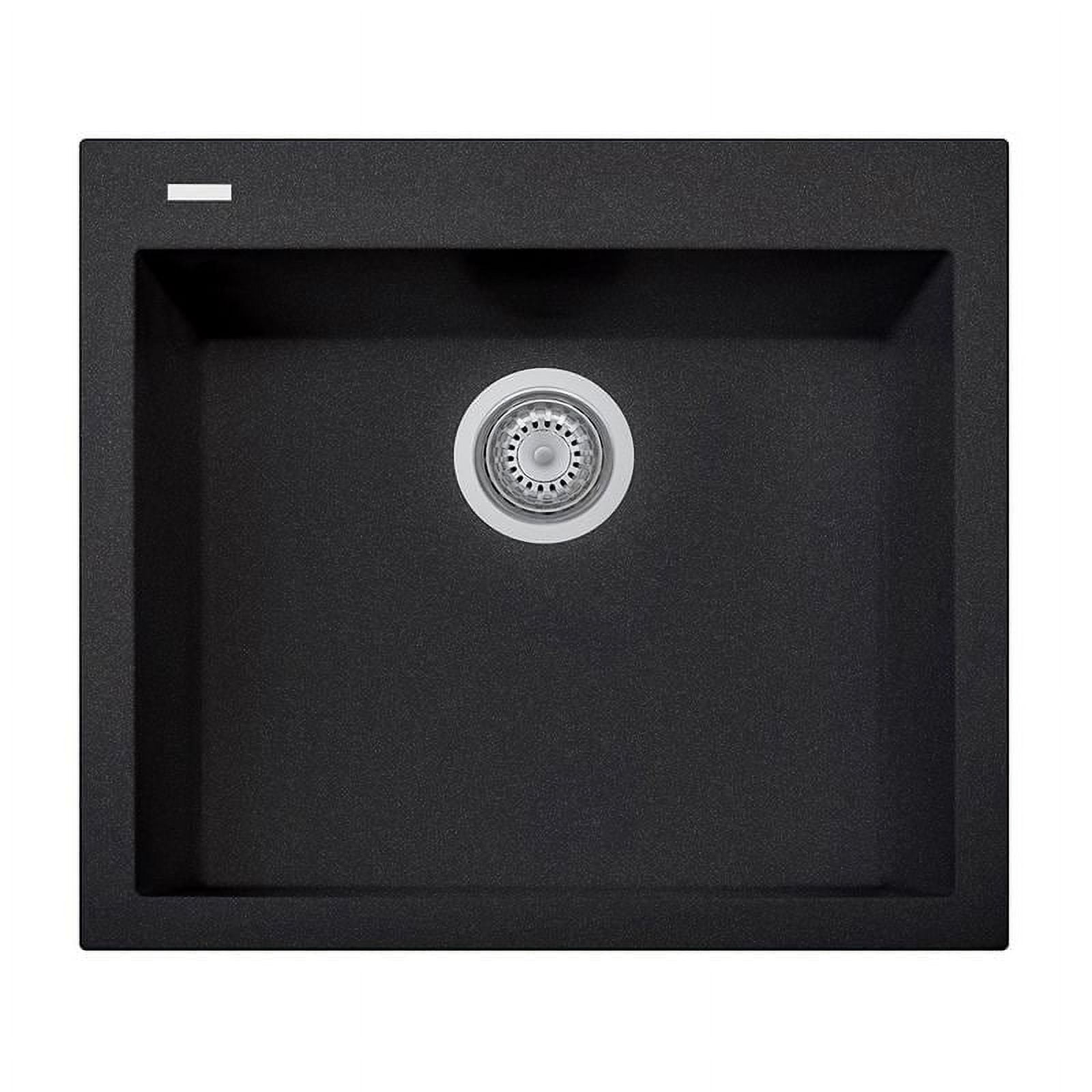 23" Black Granite Single Bowl Drop-In Kitchen Sink