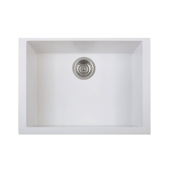 LaToscana ON6010ST-58UG 23 in. ONE Series Undermount Quartz Single Bowl Kitchen Sink in Milk White