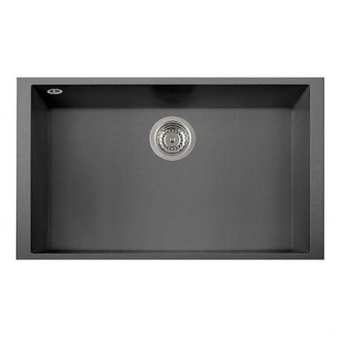 LaToscana ON7610ST-44UG 30 in. ONE Series Undermount Quartz Single Bowl Kitchen Sink in Black Metallic
