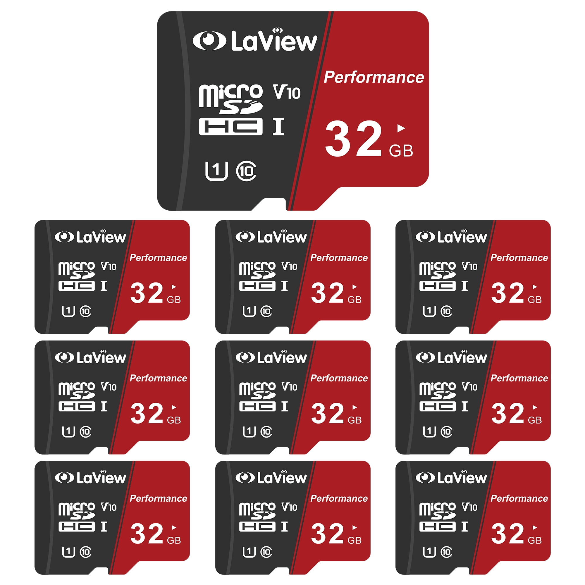 LaView 10 Pcs 32GB Micro SD Cards, 95MB/S & 20MB/S Read & Write Speeds Respectively