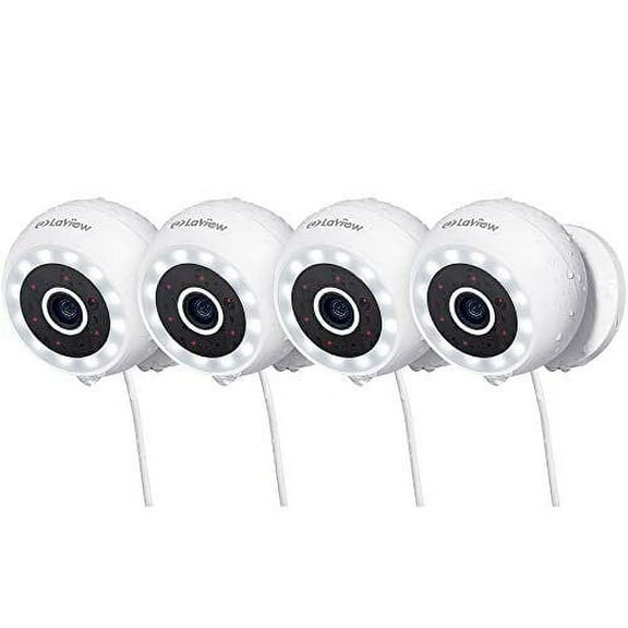 LaView 2K Color Night Vision Security Cameras, Home Surveillance Cameras, 4pcs 4MP Indoor Outdoor Wi-Fi Video Security Cameras