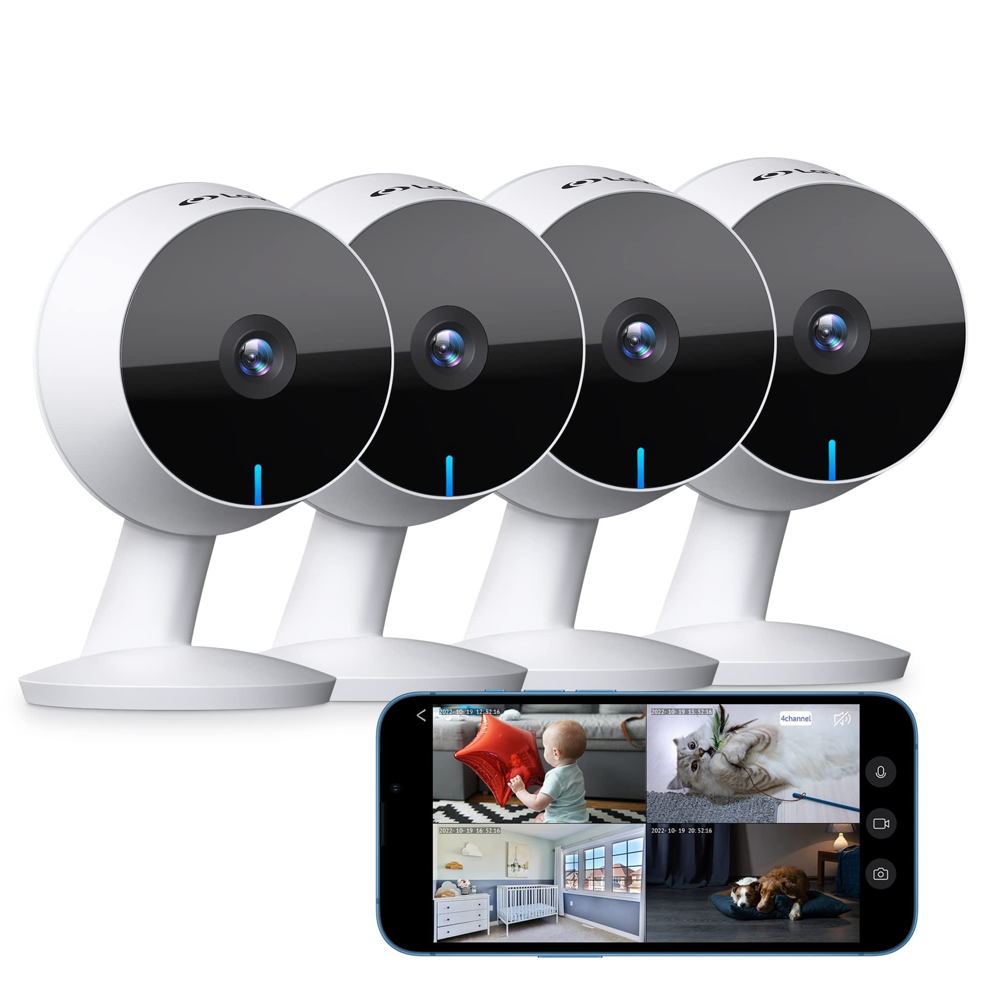 LaView 4MP 2K Cameras for Home Security Indoor,Home Security Camera for Baby/Elder/Pet/Nanny,Baby Cam Starlight Sensor Color Night Vision,US Cloud Service,Works with Alexa