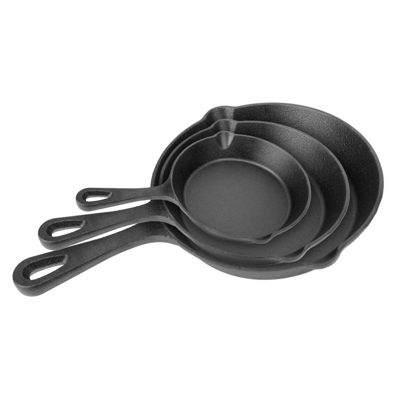 Heavy-Duty Black Cast Iron Skillet Set, 3-Piece