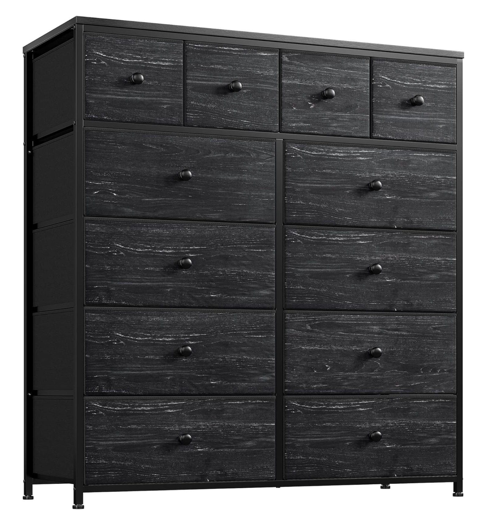 Black Vertical Dresser with Extra Deep Drawers and Levelers