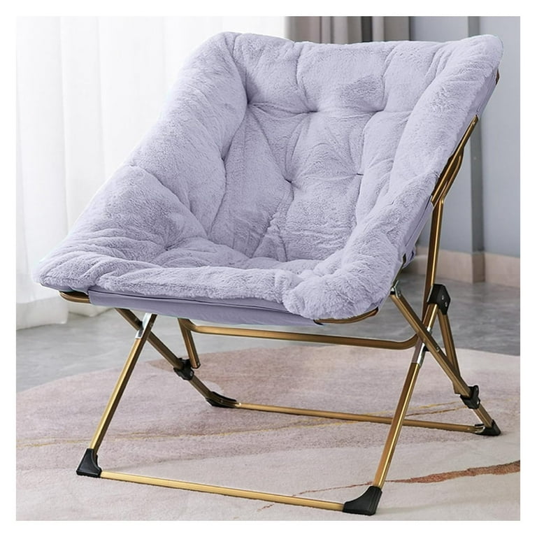 LaYelxt Comfy Saucer Chair Folding Faux Fur Lounge Chair for Bedroom and Living Room Flexible Seating for Kids Teens Adults X Large Faux Fur Lavender Walmart
