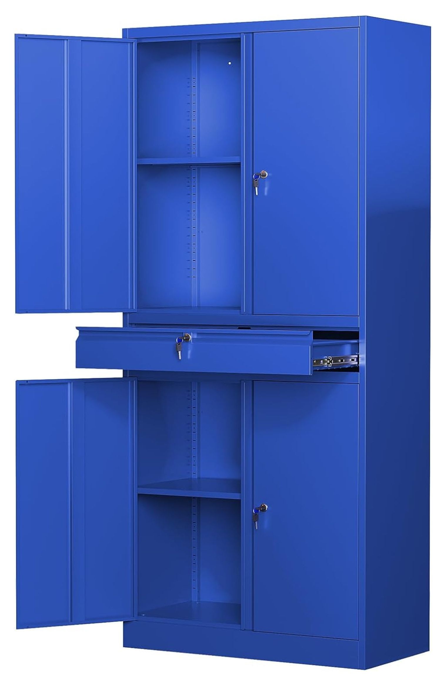 LaYelxt Metal Garage Storage with Locking Doors and Adjustable