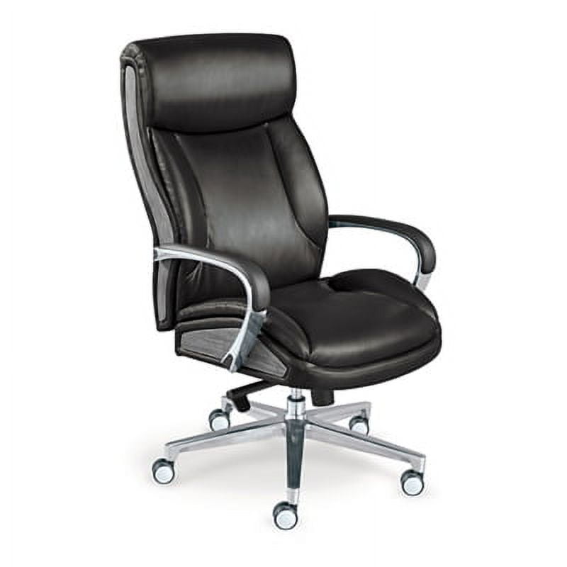 LaZBoy Lincoln Leather Big and Tall Executive Chair Black Cow Top