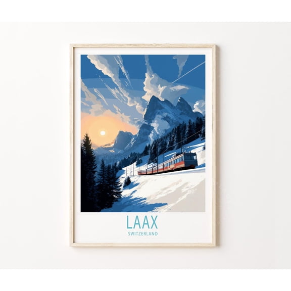 Laax Switzerland Alpine Snowy Landscape Wall Art Home Decor Unframed Paper Print
