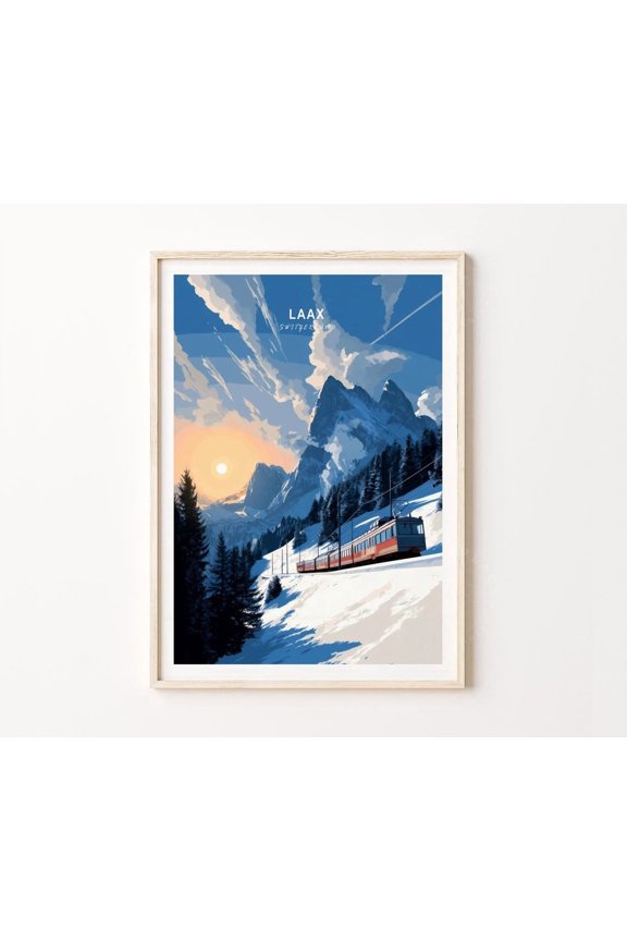 Laax Switzerland Winter Peaks Wall Art Home Decor