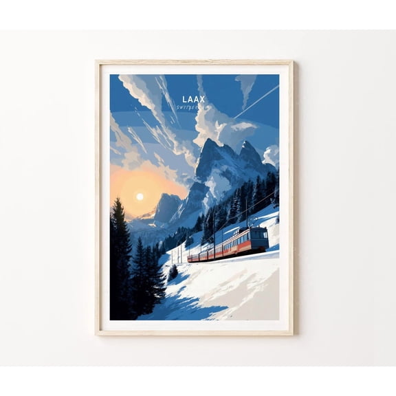 Laax Switzerland Winter Peaks Wall Art Home Decor
