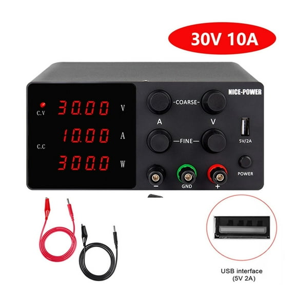 Lab Adjustable DC Power Supply 30V 10A LED Digital Lab Bench Power Source Stabilized Power Supply Find Voltage Regulator DIY ,Test accurately