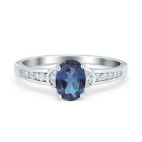 Lab Alexandrite Size-5 Art Deco Oval Vintage Style Channel Setting CZ Wedding Engagement Rings For Women 925 Sterling Silver Gifts For Her