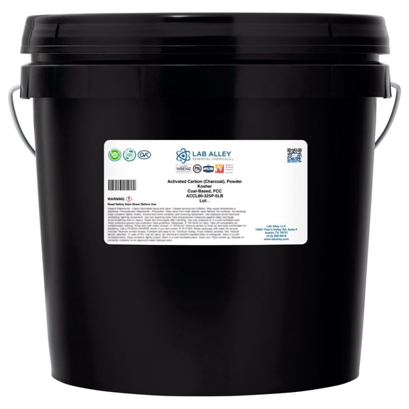 Lab Alley Activated Carbon (Charcoal) Powder, Food Grade, Kosher, Coal Based, Great for Water Filtration, Detox, Skin Care, and DIY Uses (5 Pounds)