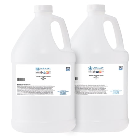 Lab Alley Hydrogen Peroxide 6% Lab Grade Reagent, Stabilized Solution for Laboratory and Industrial Use, 2 Gallons
