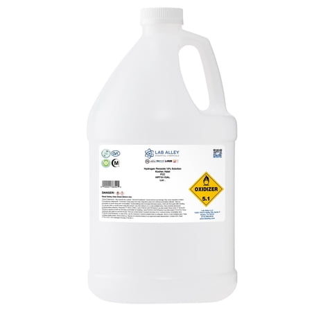 Lab Alley Hydrogen Peroxide 10% Food Grade, 2 Gallons, Kosher Certified, Halal, GMO-Free, Multi-Purpose Cleaner for Household, Laundry, and Skin Antiseptic Use