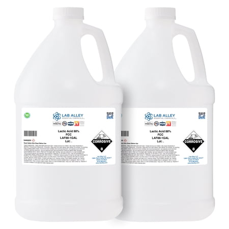 Lab Alley Lactic Acid 88% Food Grade (FCC), GMO-Free, Food & Beverage Additive, Natural Preservative, pH Regulator & Acidulant, 2 Gallons
