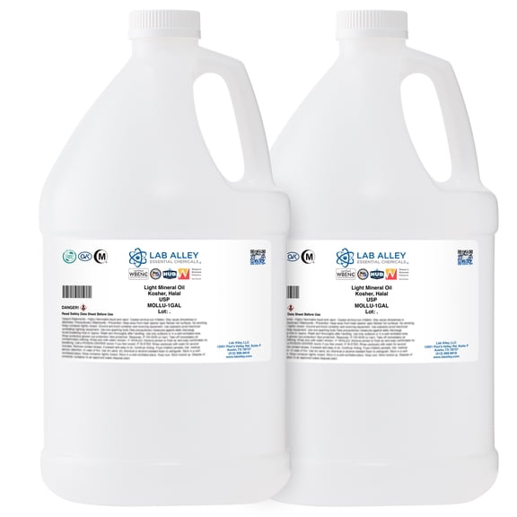 Lab Alley Light Mineral Oil, USP Grade, 2 Gallons, Kosher, Halal, Multipurpose Lubricant, Laxative, and Non-Conductive Coolant