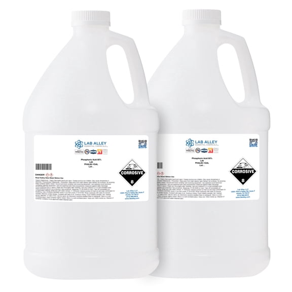 Lab Alley Phosphoric Acid 85% Solution, Lab Grade, 2 Gallons, For Rust Removal, Cosmetics, Food Acidification, and Dental Cleaning