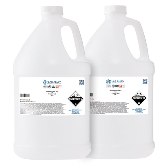 Lab Alley Phosphoric Acid 85% Solution, Lab Grade, 2 Gallons, For Rust Removal, Cosmetics, Food Acidification, and Dental Cleaning