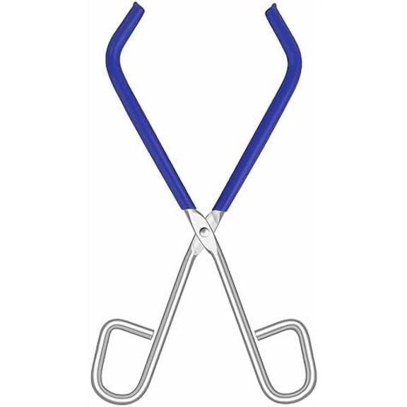 Lab Beaker Tongs with Blue Rubber Coated Ends, Chrome Plated Steel Clamping Tools for 50mL - 2000mL Capacity