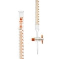 thumbnail image 1 of Lab Burette, 100mL - Class A - 0.2mL Amber Graduations - PTFE Stopcock - Borosilicate Glass Buret - Eisco Labs, 1 of 3