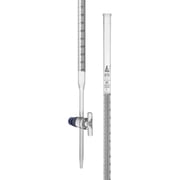 Lab Burette, 25mL - Schellbach Design for Accurate Miniscus Reading - Class B - 0.1mL White Graduations - Glass Stopcock - Borosilicate Glass Buret - Eisco Labs