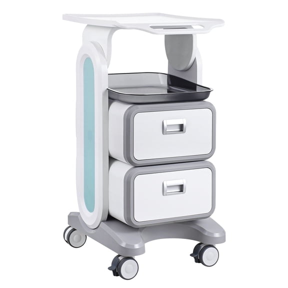 Lab Cart - 3 Tier Utility Cart with Drawers & Wheels, Mobile Medical Cart ABS Material for Lab, Clinic, Hospital, Salon - White