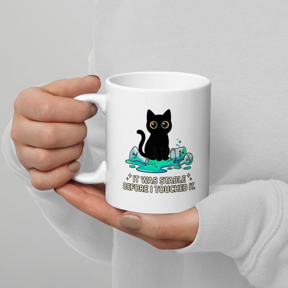 Lab Chaos Science Cat Mug, Chemistry Humor Coffee Cup, Nerd Teacher Student Gift Ceramic Mug 11oz