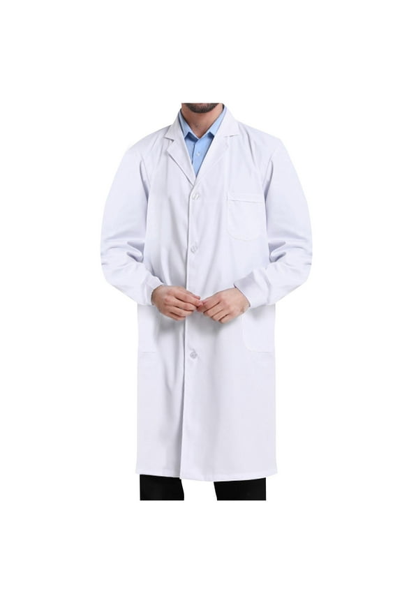 Lab Coat for Female Male Long Sleeve Classic Fit Pockets Outerwear Scientist Costume Coats Women Men Comfort