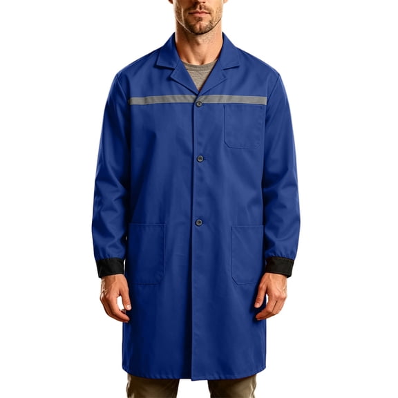 Lab Coat for Men Visibility Long Sleeve Work Smock Jacket Garage DIY Laboratory Coat