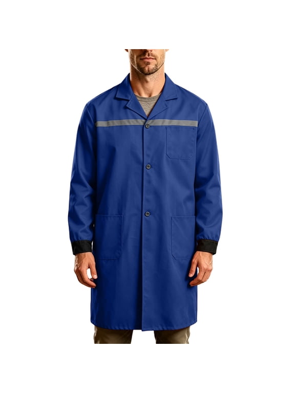 Lab Coat for Men Visibility Long Sleeve Work Smock Jacket Garage DIY Laboratory Coat