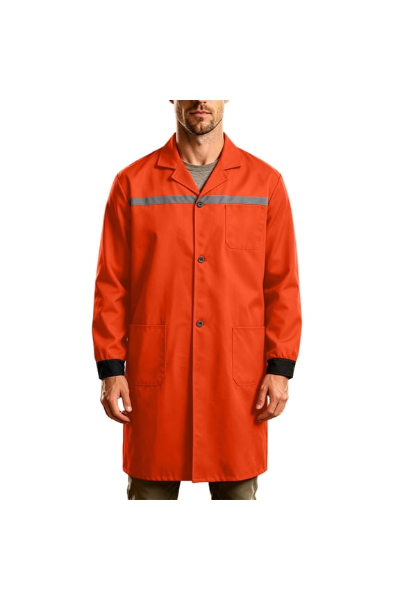 Lab Coat for Men Visibility Long Sleeve Work Smock Jacket Garage DIY Laboratory Coat