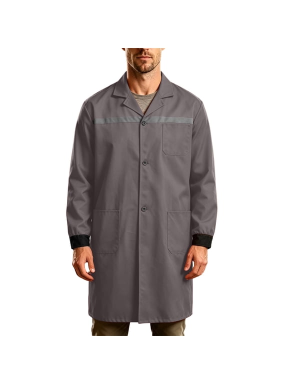 Lab Coat for Men Visibility Long Sleeve Work Smock Jacket Garage DIY Laboratory Coat