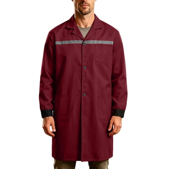 Lab Coat for Men Visibility Long Sleeve Work Smock Jacket Garage DIY Laboratory Coat