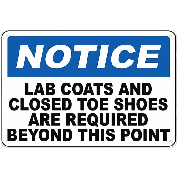 Lab Coats and Closed Toe Shoes Required Sign - 8"x12" Vintage Metal Warning Sign for Home Farm Bar Coffee Shop Club, Lab, Medical Clinic, Workplace Safety